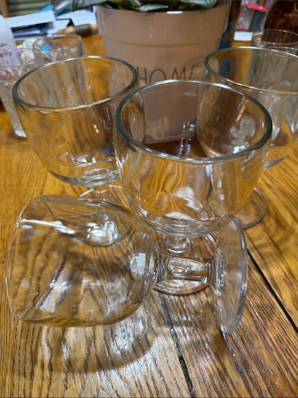 Vintage clear thick glass goblets.  Set of 4. Good condition.